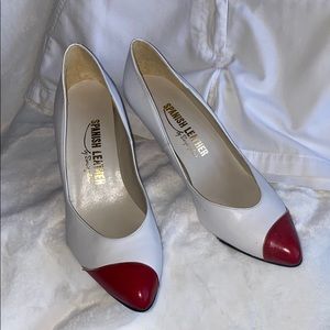 Red and White Heels with Gold Piping Never Worn